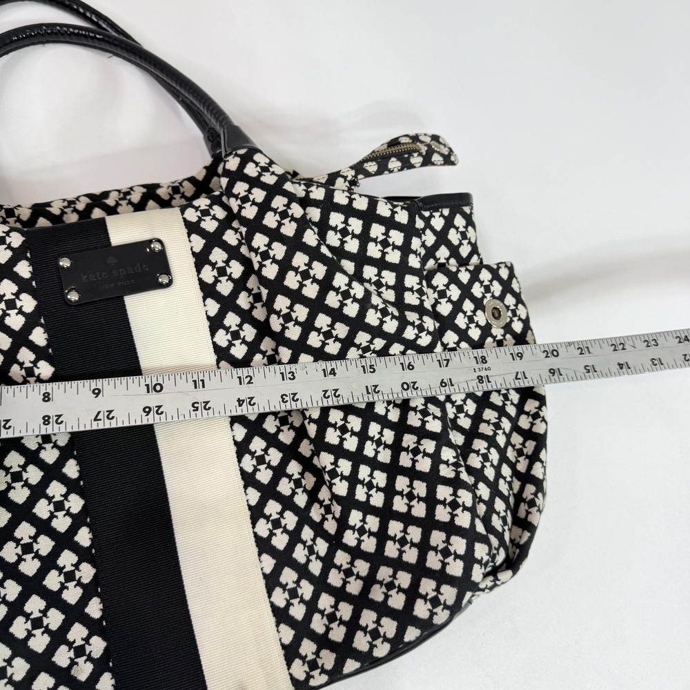 Kate Spade New York Tote Satchel Handbag Black White Print Patent Bottom Red - Picture 5 of 9